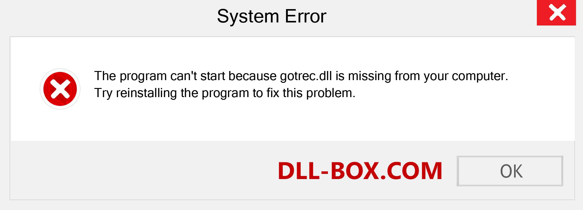  gotrec.dll file is missing?. Download for Windows 7, 8, 10 - Fix  gotrec dll Missing Error on Windows, photos, images